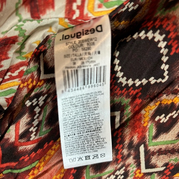 DESIGUAL Sz 38 Jacket Moto Style Floral Pattern Quilted Shoulders Unique Lining - Picture 13 of 16